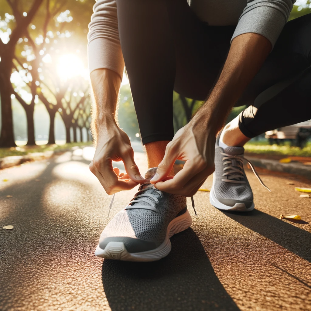 Person preparing to run