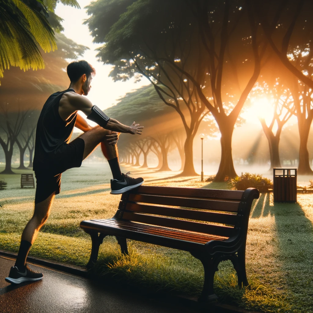 Runner stretching before a training session