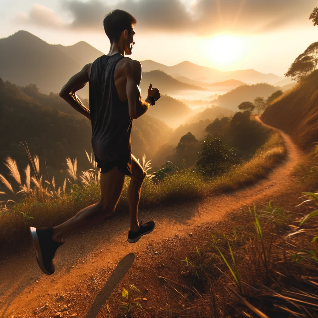 Runner in motion on a trail