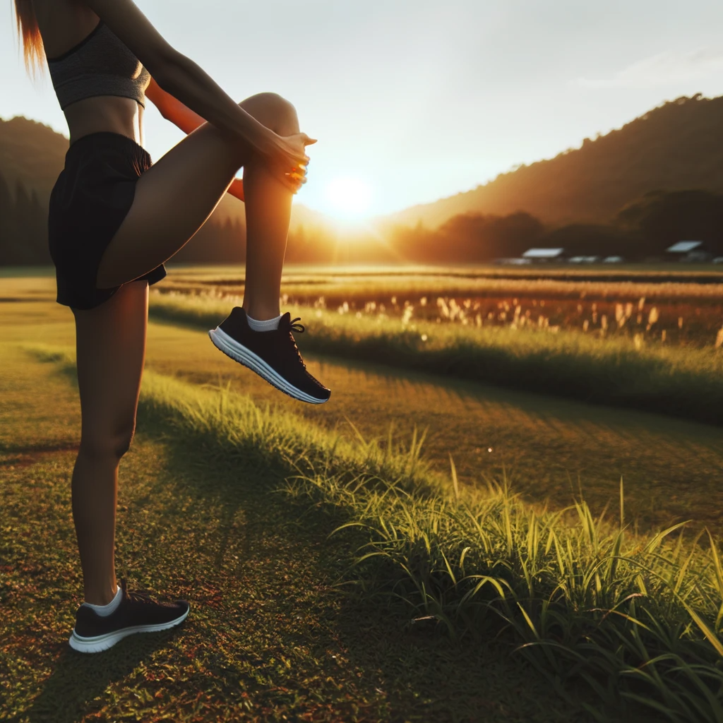 Runner stretching before a run