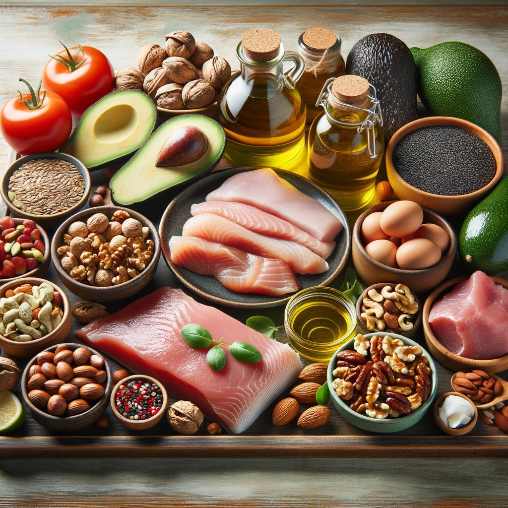 Variety of keto-friendly foods